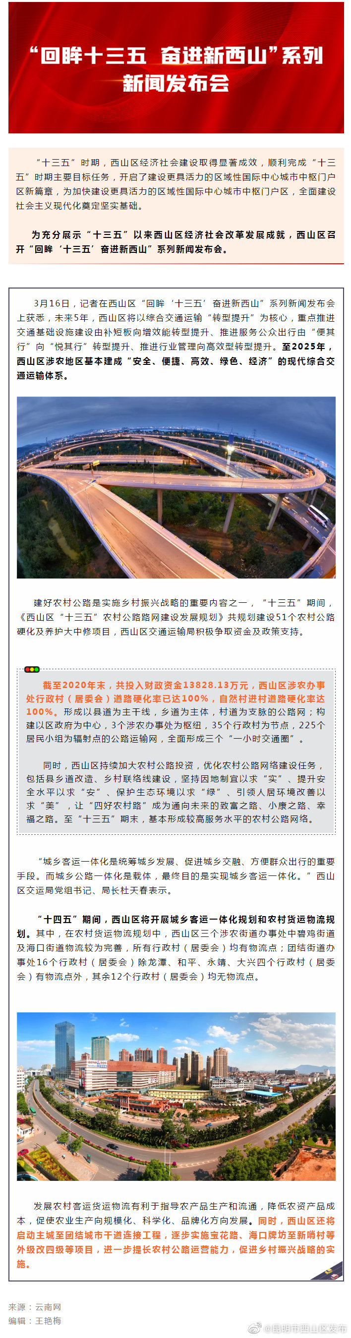 回眸“十三五” 奋进新西山 | 未来5年西山将打造现代综合交通运输体系