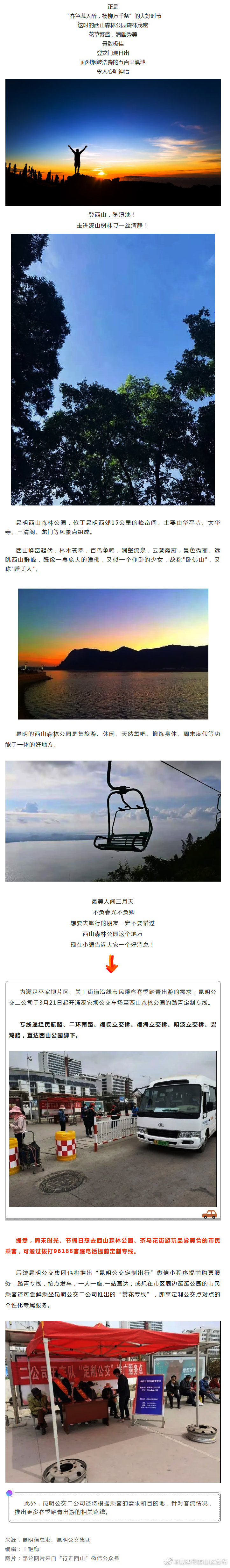 西山景区踏青专线开通啦！！