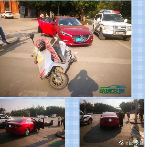 路口转弯撞翻电动车，因为他……