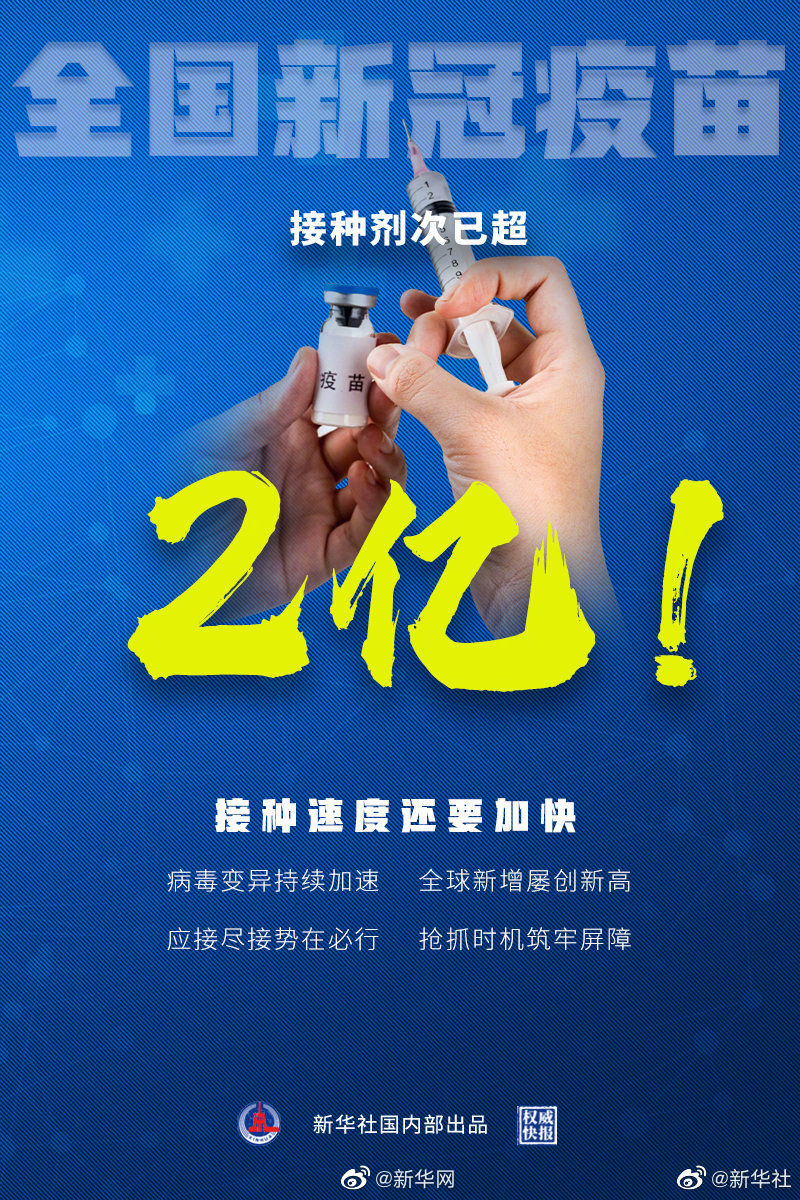 权威快报 | 全国新冠疫苗接种超2亿剂次