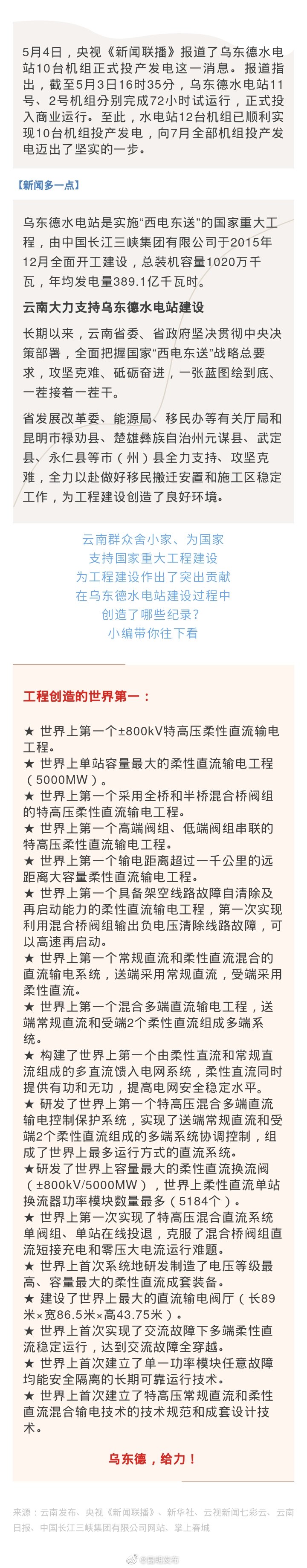 央视新闻联播关注！乌东德水电站10台机组正式投产发电