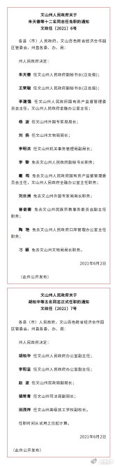 文山州人民政府发布一批人事任免通知，涉及多人