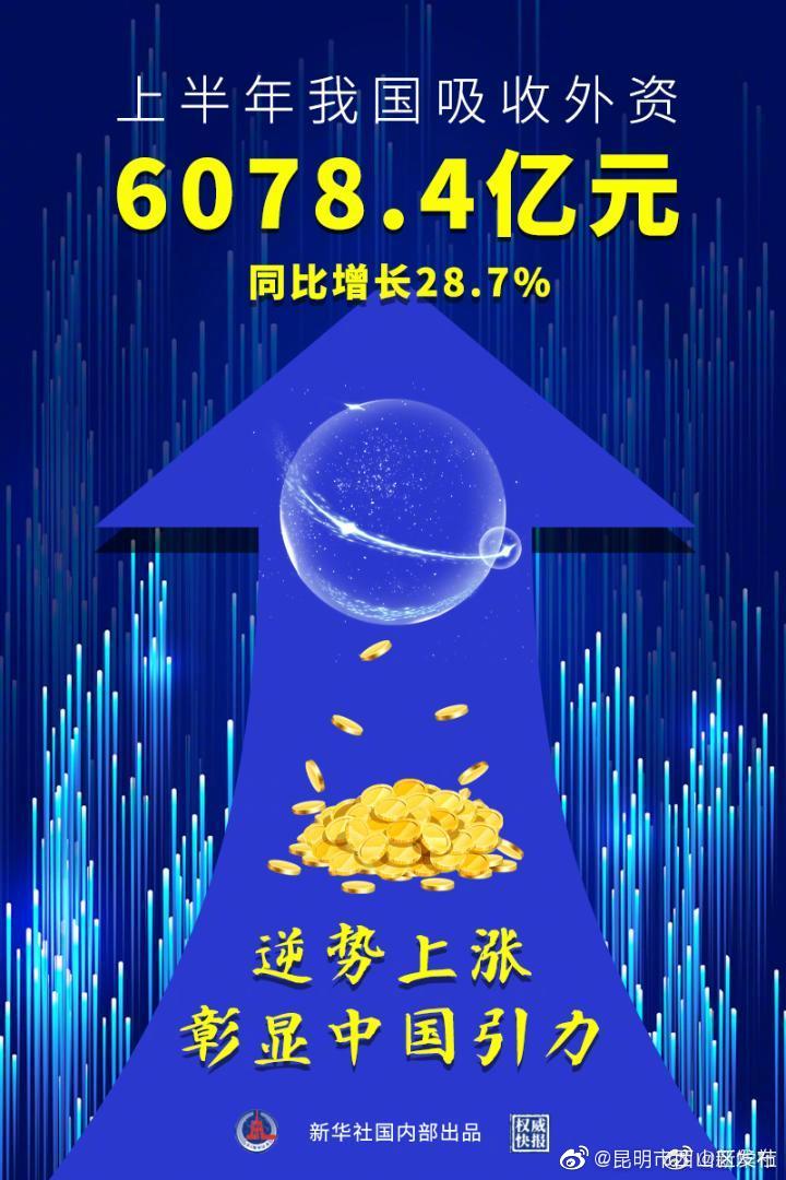 权威快报|上半年我国实际使用外资6078.4亿元