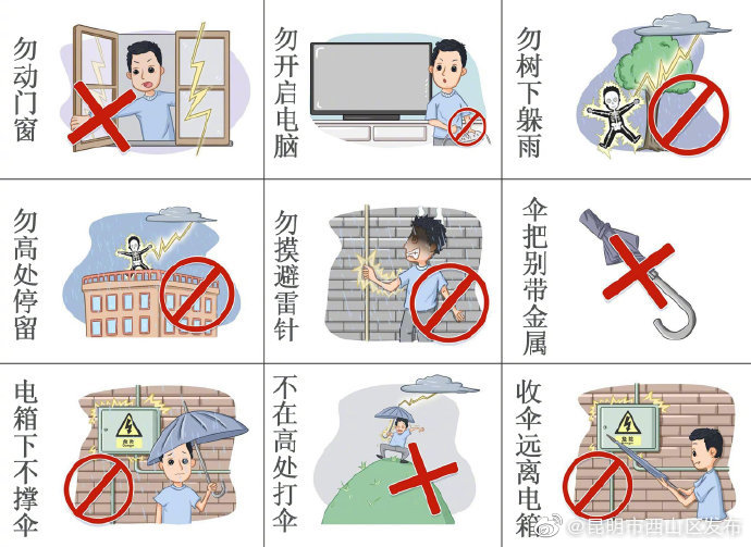 雷雨天不要用金属把的雨伞