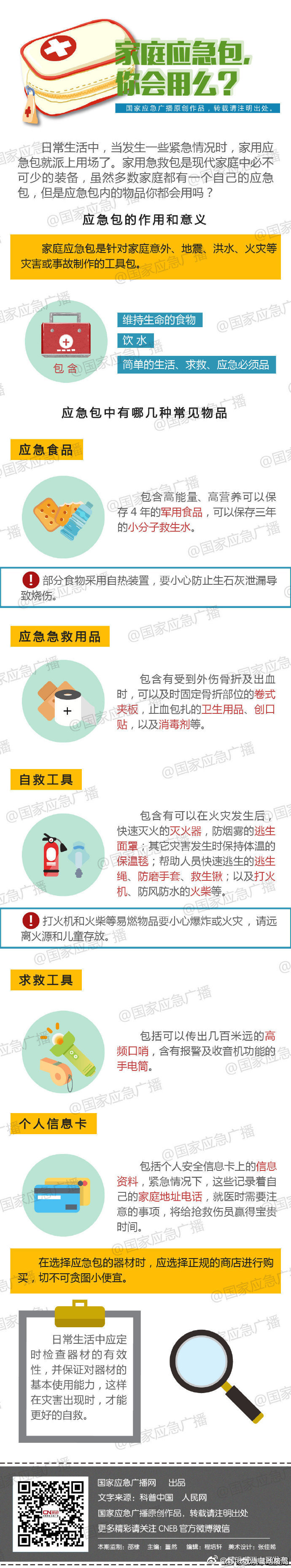 家庭应急包你准备了吗？