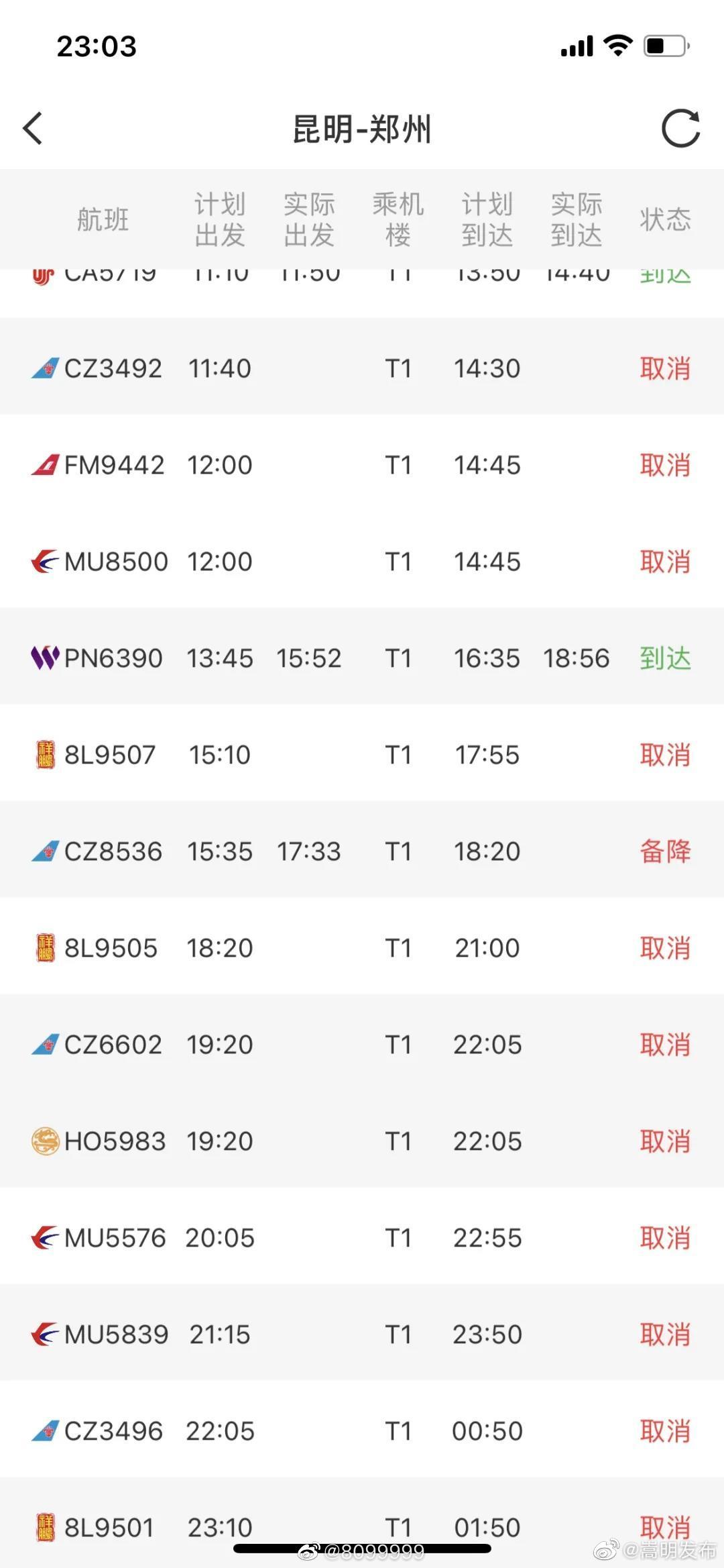 昆明这些航班、车次,停飞!停运!停飞停运昆明身边事