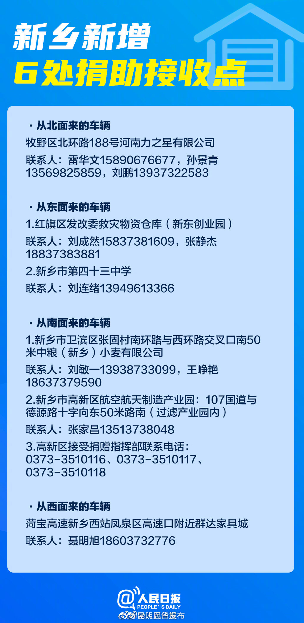 转扩！新乡新增6处捐助接收点