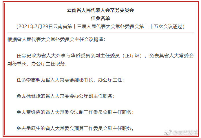 省人大常委会通过一批省人大常委会人事任免名单