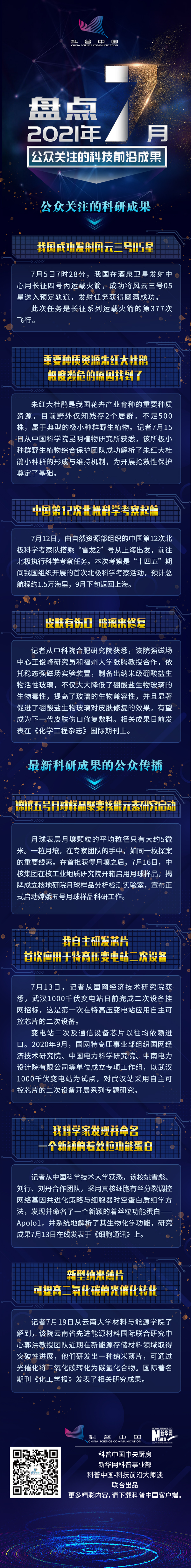 盘点2021年7月公众关注的科技前沿成果