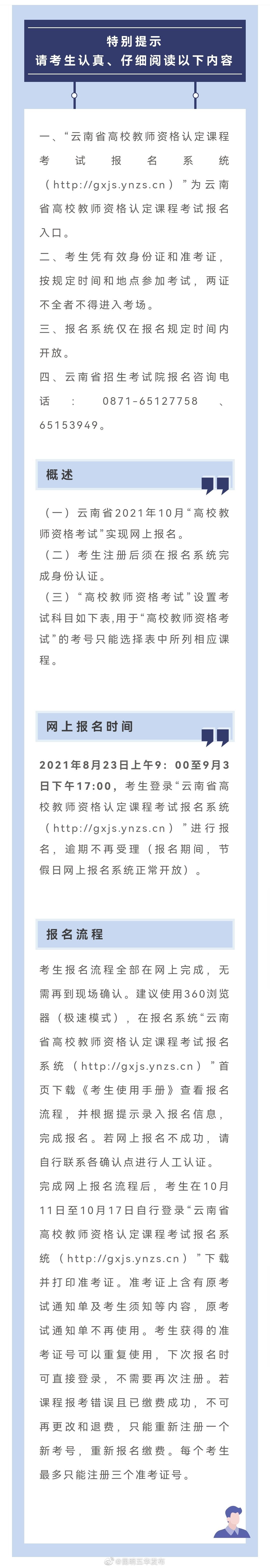 所有人，2021年10月云南省高校教师资格认定课程考试网上报名看这里→