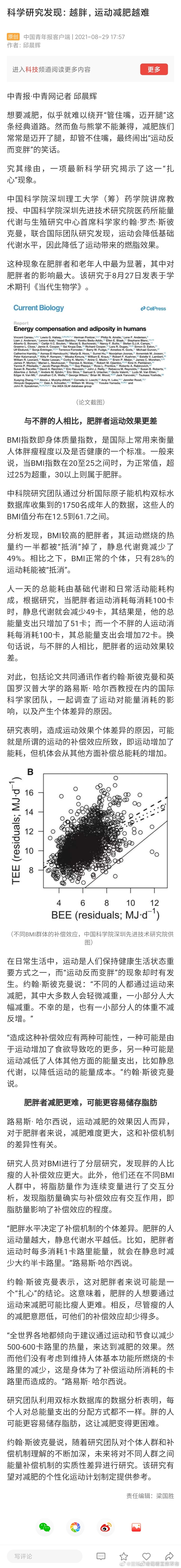科学研究发现:越胖,运动减肥越难