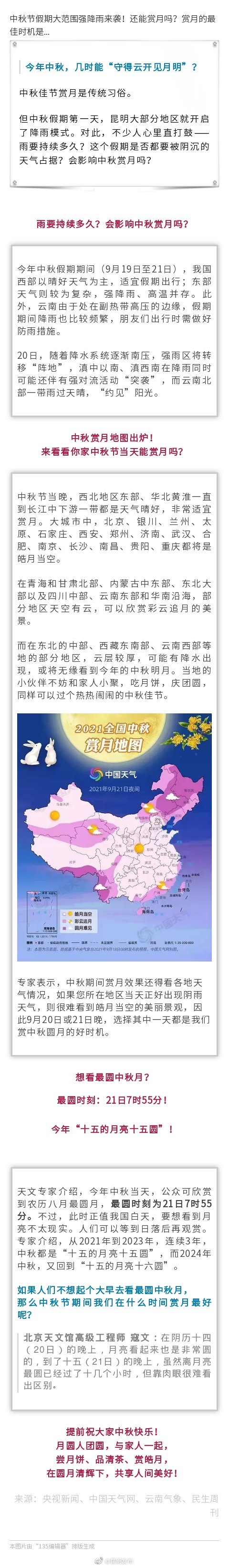 中秋节假期大范围强降雨来袭！还能赏月吗？赏月的最佳时机是...