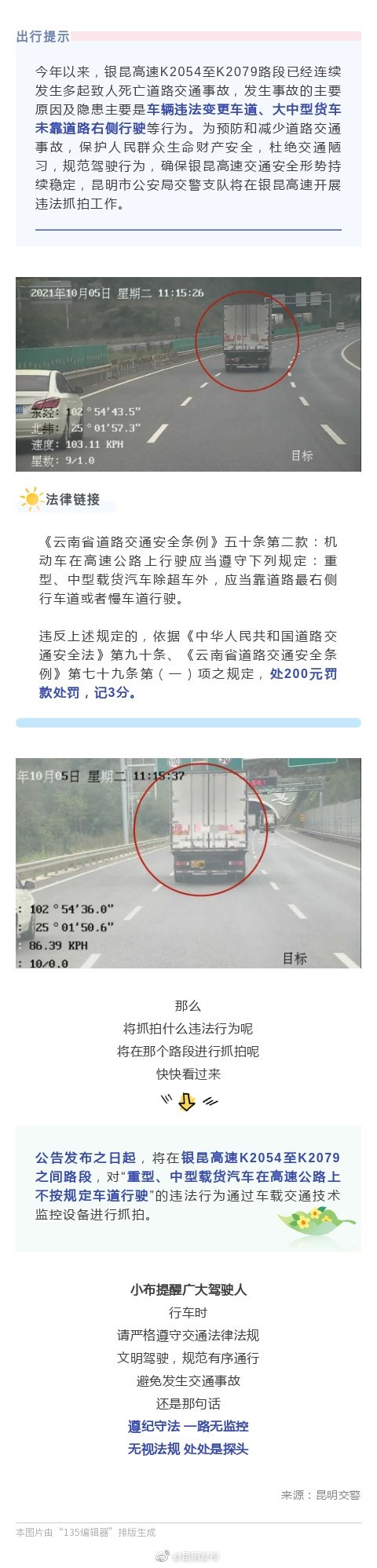 注意！银昆高速即将开展违法抓拍