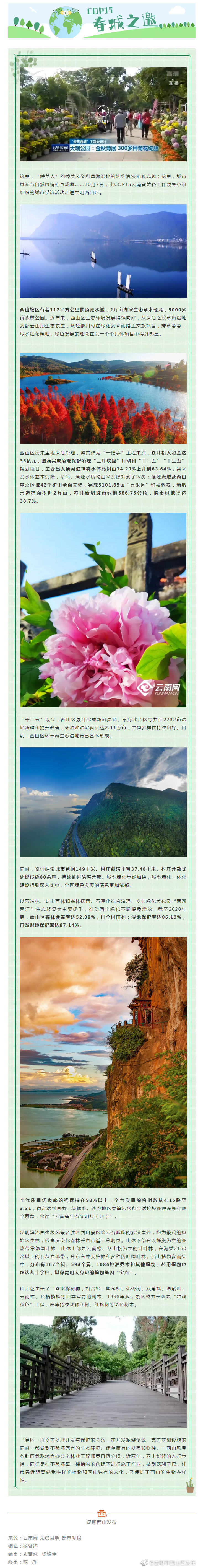 赞！昆明西山区森林覆盖率排全国前列