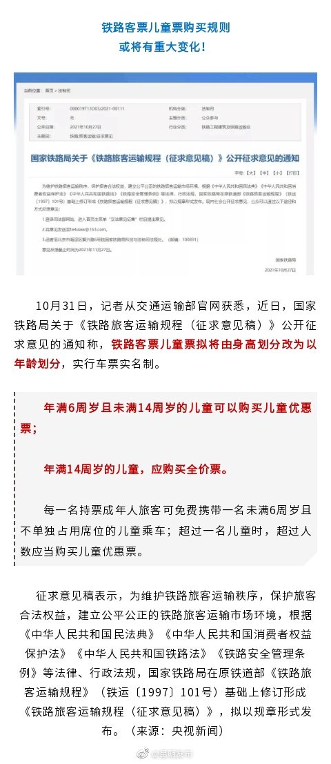 @ 家长们，给娃买火车票或将有大变化！