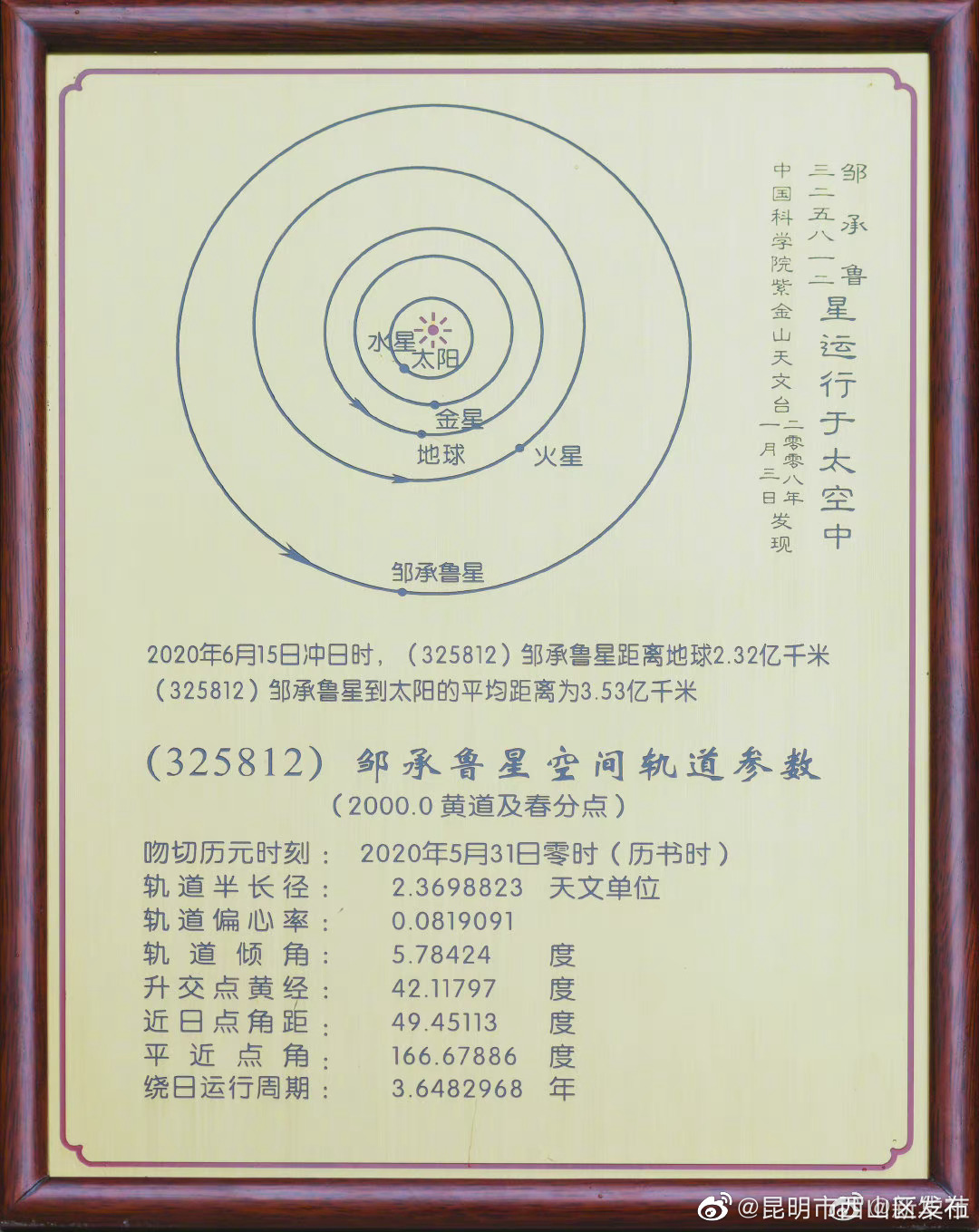 太空中有了一颗邹承鲁星