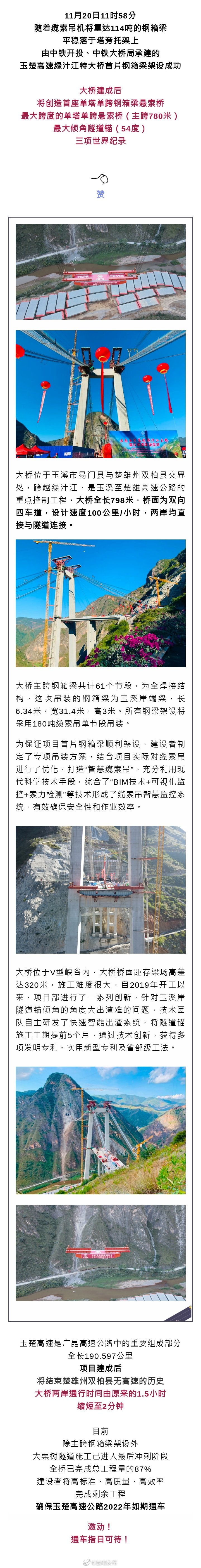 云南这座大桥将创三项世界纪录！