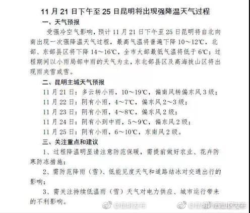 @昆明人 超凶冷空气到货!出门记得添衣带伞