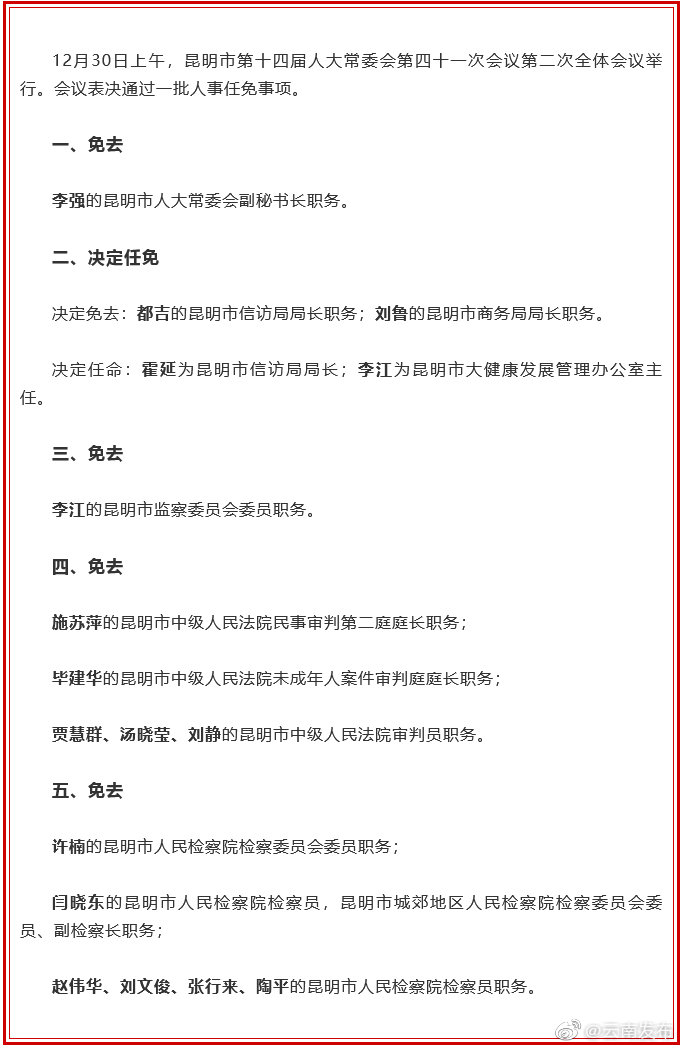 昆明市人大常委会通过一批人事任免事项