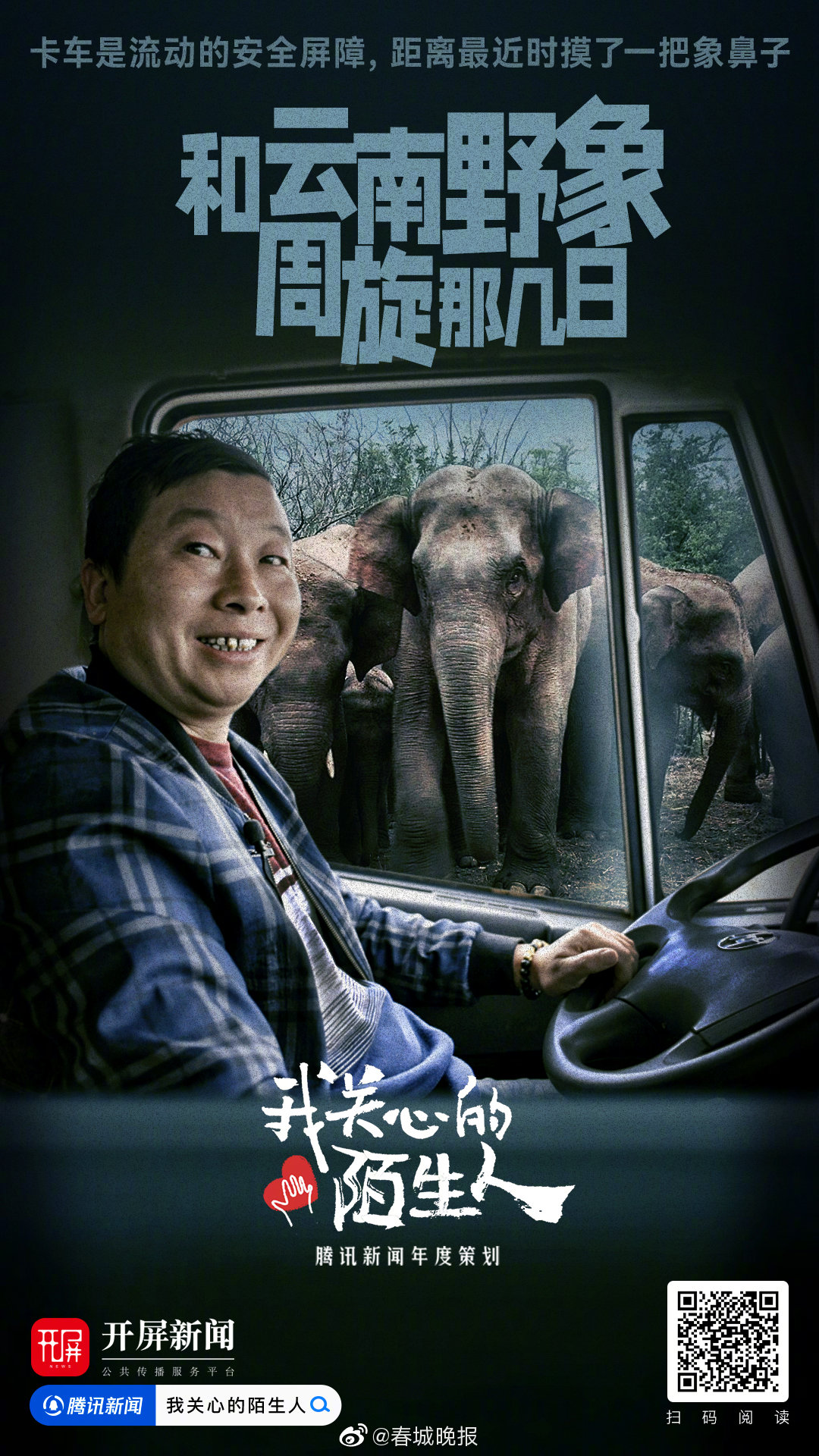云南15头亚洲象一路向北迁移 护送野象的卡车司机：半个月吃住都在车上，距离最近时摸了一把象鼻子