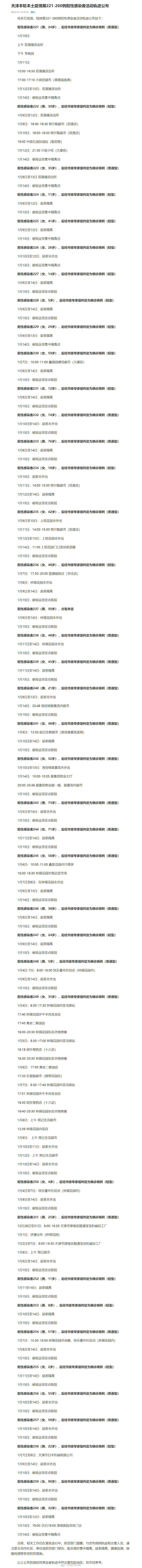天津本轮疫情第221-260例阳性感染者活动轨迹公布