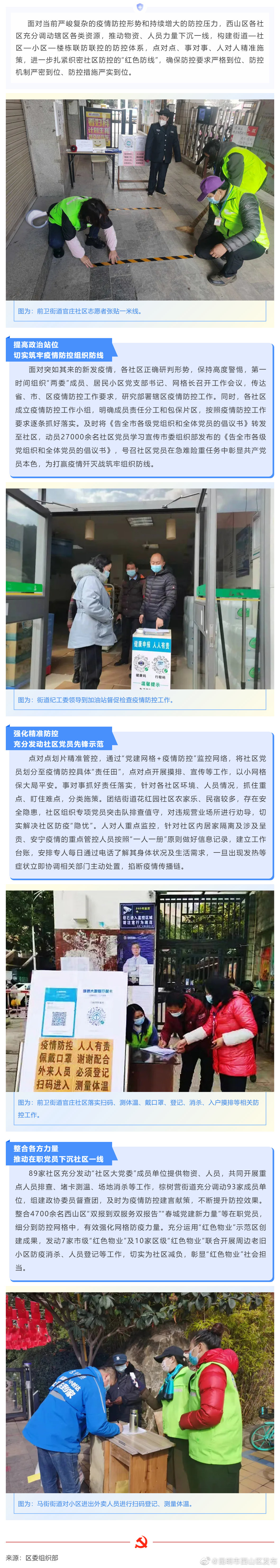 “疫”线攻坚丨西山区：扎紧“小口袋”守牢“大口袋” 着力织密社区防控“红色防线”