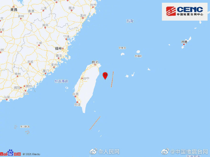 台湾花莲海域4.9级地震
