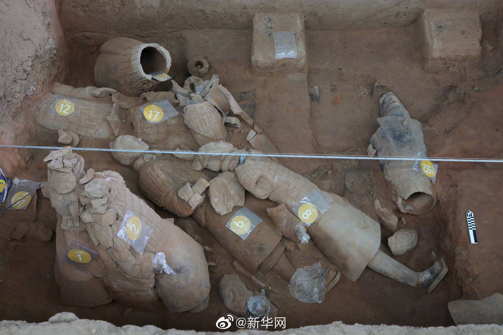 秦兵马俑一号坑新发现20余件陶俑