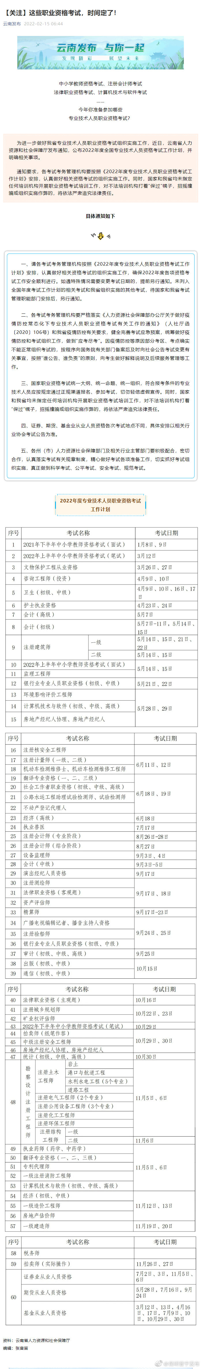 这些职业资格考试，时间定了！