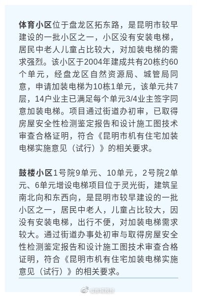 正在公示！昆明又有2个老小区加装电梯