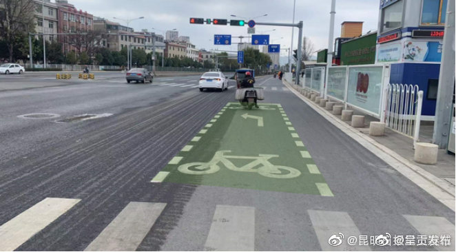 提醒！昆明这两条要道交叉口新增非机动车左转待转区