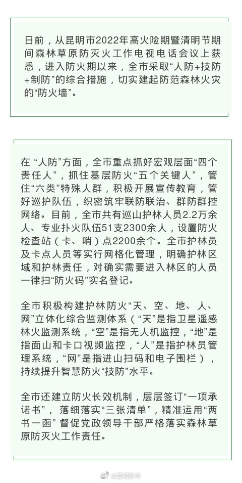 人防+技防+制防 构筑昆明市森林“防火墙”