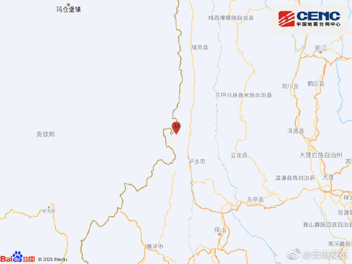 怒江州泸水市发生3.1级地震