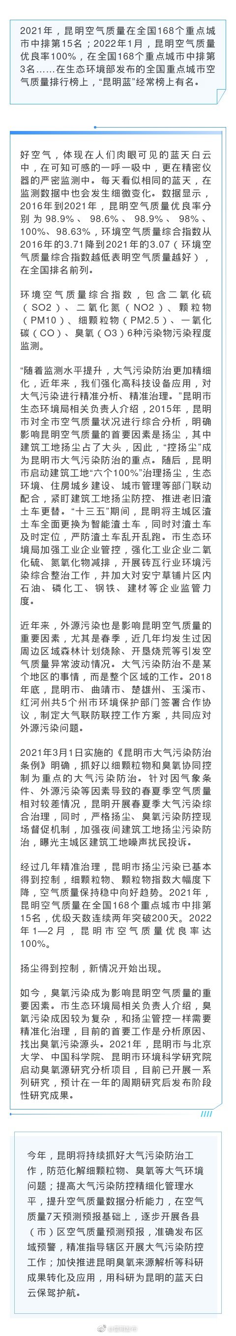 提升“气质” 守护昆明蓝