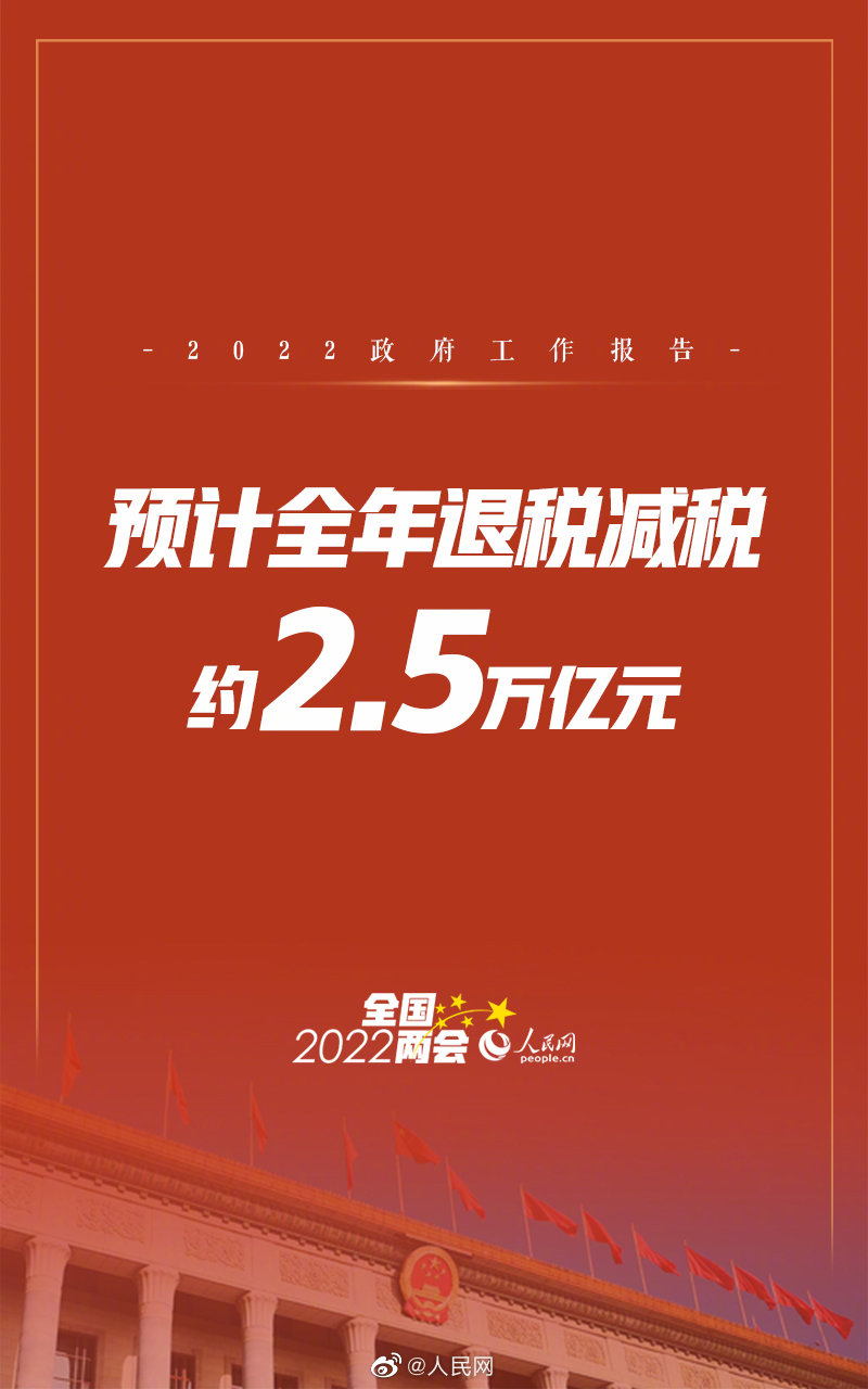 预计全年退税减税约2.5万亿元
