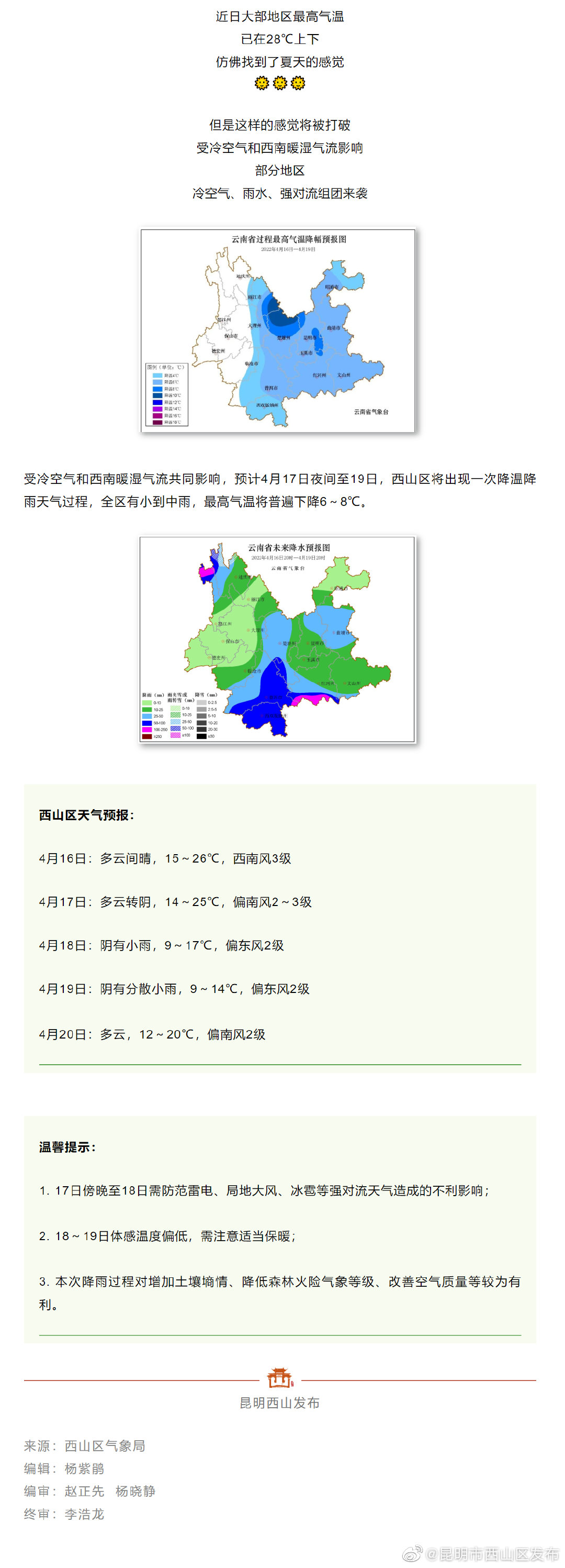 @西山人，最低9℃！阴雨天气即将上线