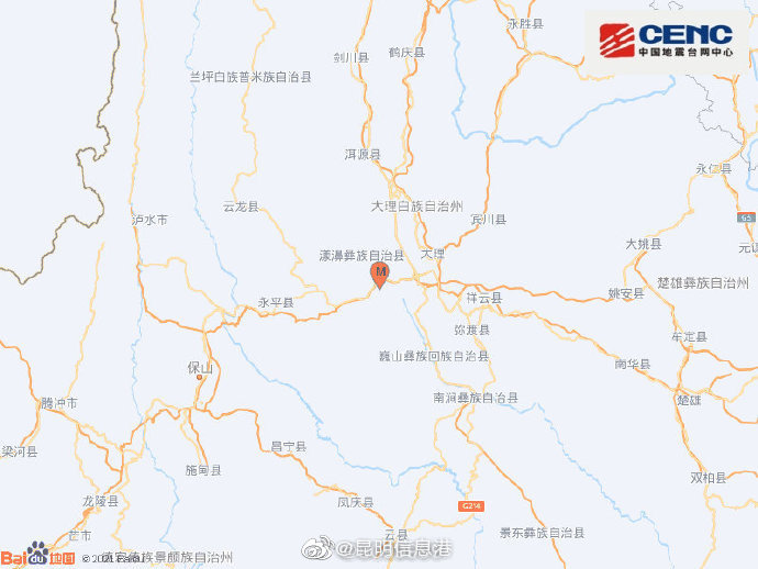 云南大理州大理市发生3.2级地震