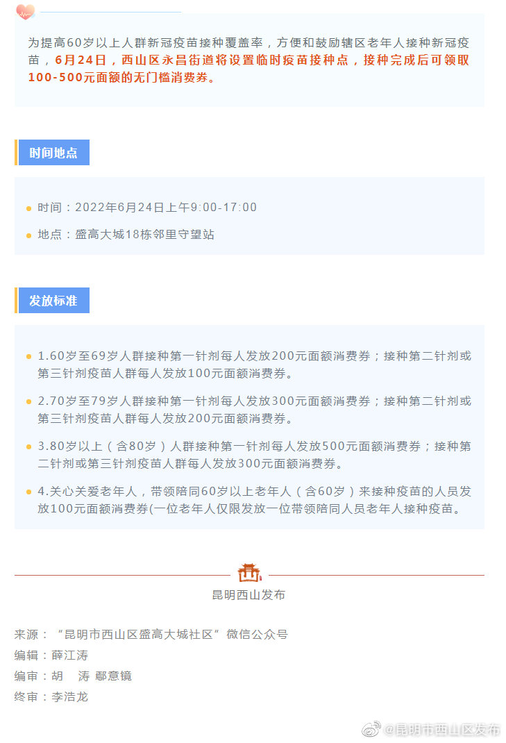 最高500元！老年人来盛高大城接种疫苗送消费券，位置在→