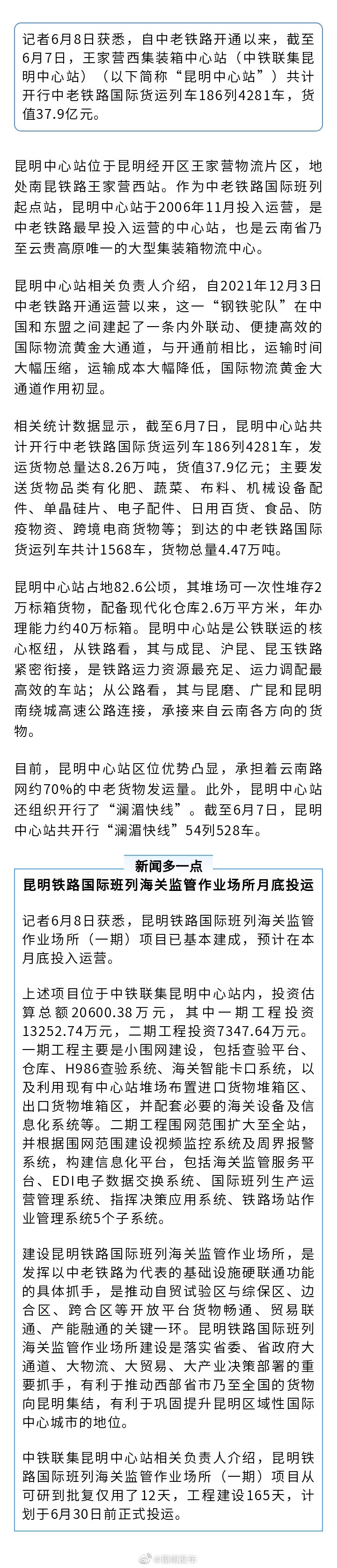 中老铁路国际物流黄金大通道作用初显