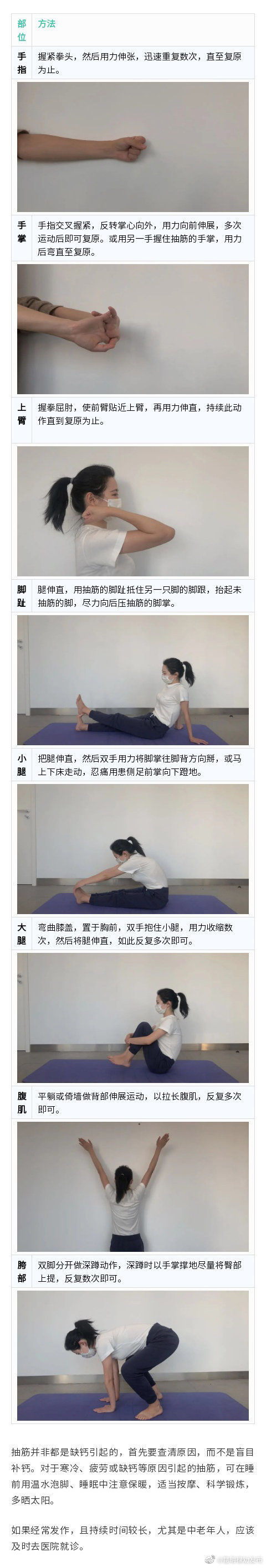 身体各处抽筋如何缓解？