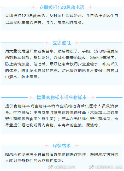 云南省疾控教你野生菌中毒后的四大正确做法