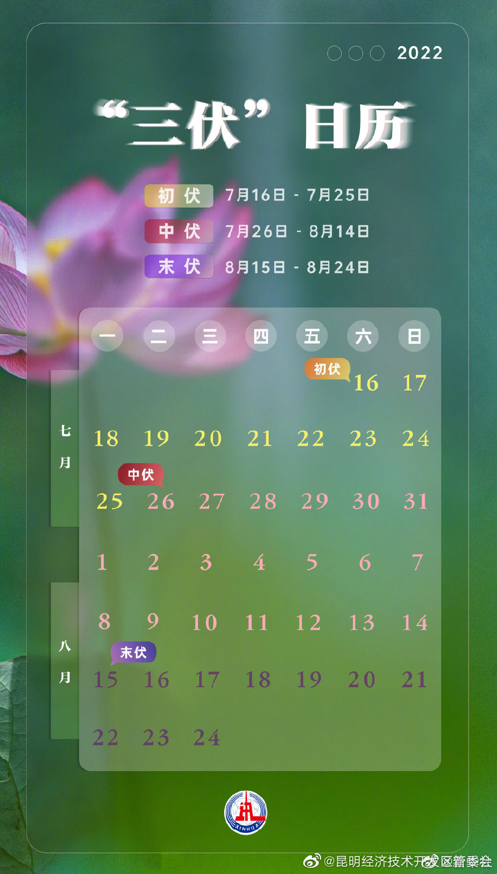 2022年三伏日历来了