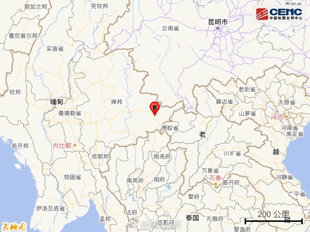 缅甸发生5.9级地震西双版纳州境内有较强震感