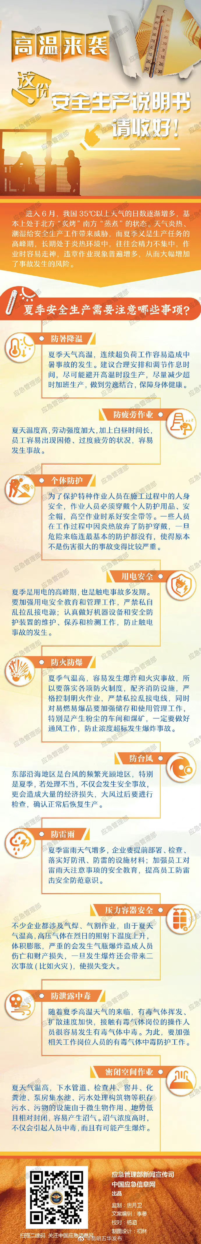 高温来袭，这份安全生产说明书请收好！