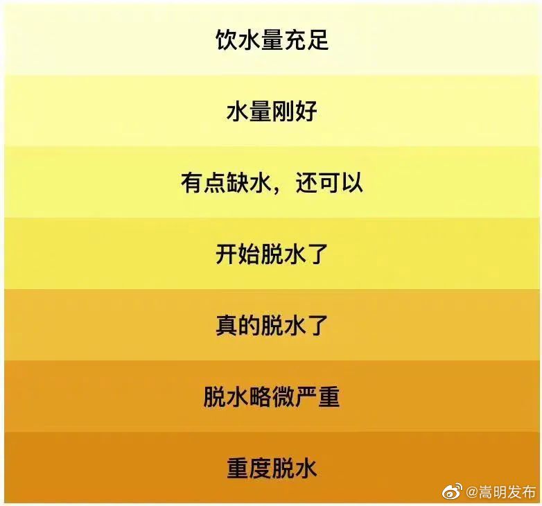 不同尿液颜色对照表，再不喝水就晚了