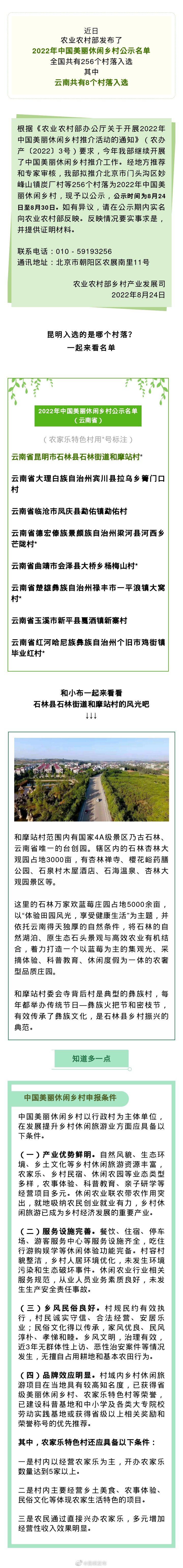 正在公示！昆明一地入选2022年中国美丽休闲乡村