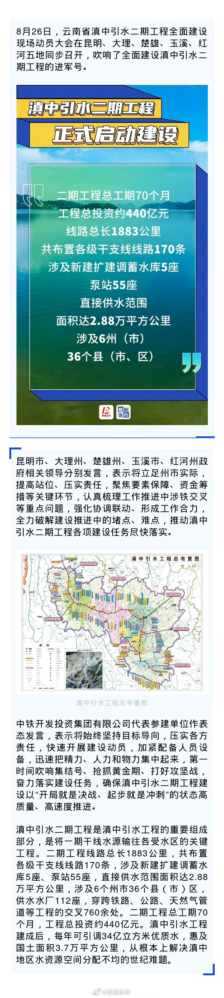 滇中引水二期工程启动建设 总投资约440亿元