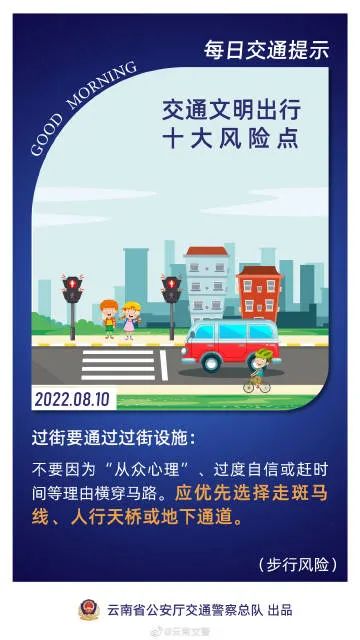 每日交通提示丨 过街要通过过街设施