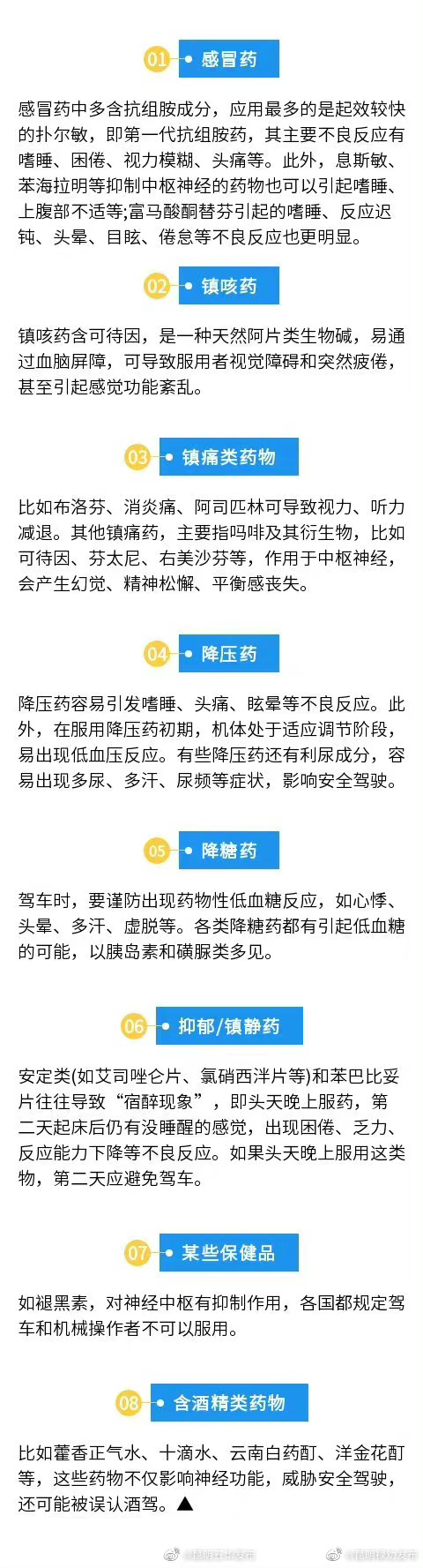吃完8种药最好别开车