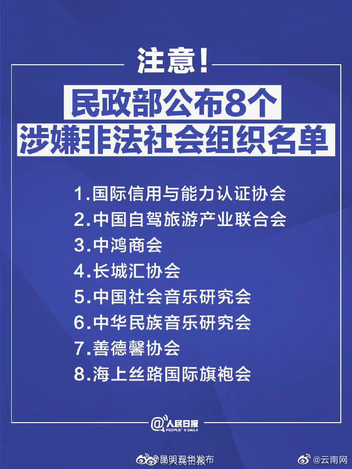 转发提醒，注意别被骗！民政部公布8个涉嫌非法社会组织